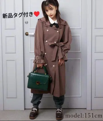 택 포함 새상품 POETIQUE 자수 세일러 롱 코트