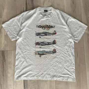 90년대 전투기 비행기 아트 T셔츠 그레이 미국제 빈티지
