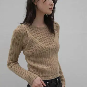 [ OHOTORO ] Ribbed Layered Knit (beige)