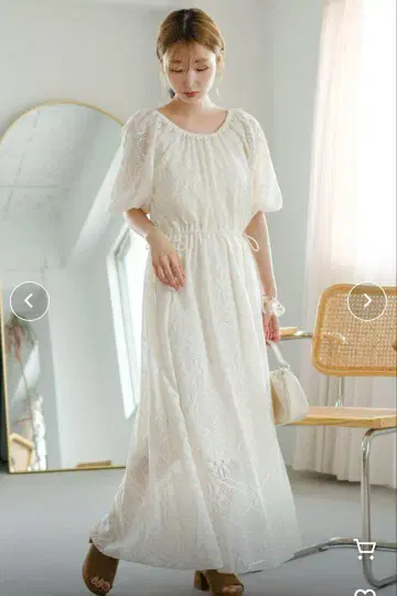 Kastane 카스타네 아이보리 컷 레이스 개더 원피스 사이즈 1