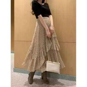 snidel 도트 시어 볼륨 플리츠 스커트 0 베이지 프릴