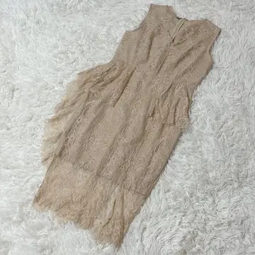 [ c5864 ] 새상품급 원피스 무릎 기장 베이지 레이스