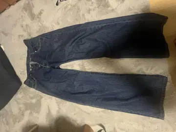 다크 블루 와이드 레그 데님 44