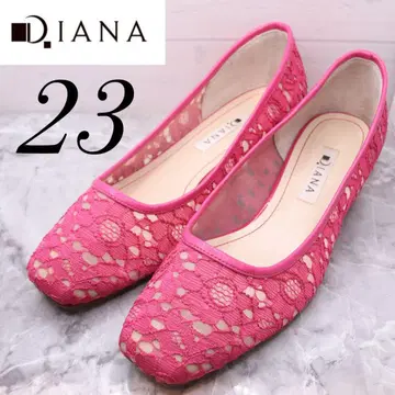 DIANA 다이애나 플랫 펌프스 핑크 레이스 메쉬 스퀘어 23