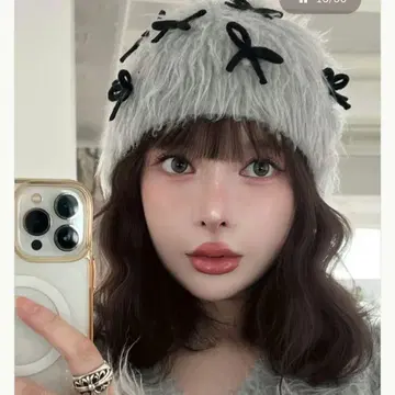 다리치 리본 니트 비니