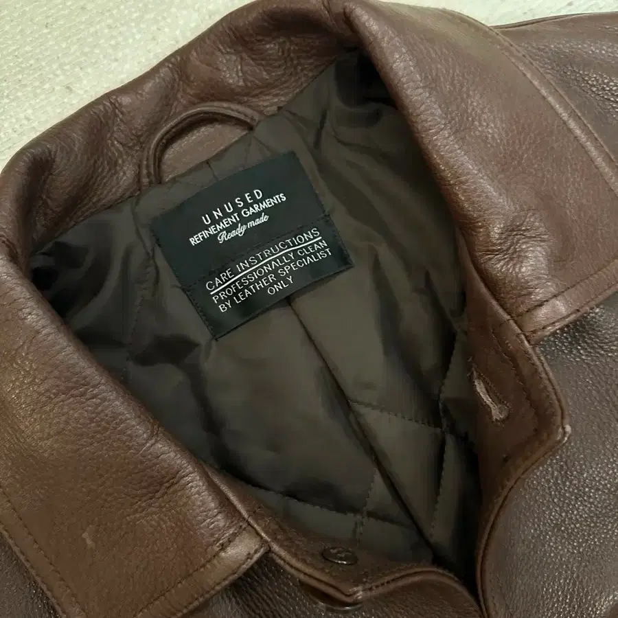 2] Unused Brown Leather Car Coat US2358 #언유즈드,#카코트,#가죽