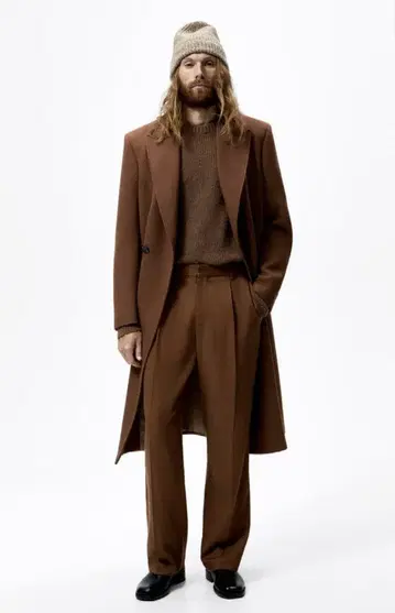 레어 ZARA Limited Edition 더블 브레스트 코트 캐러멜