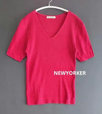 뉴요커/NEWYORKER V넥 반팔 상의 레드 M