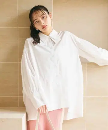 COCO DEAL 코코딜 리본 칼라 빅 셔츠 화이트