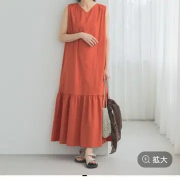 스트레치 린넨 밑단 개더 원피스