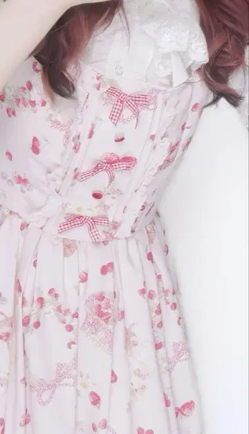 리즈리사 LIZ LISA 토끼 리본 무늬 점프 스커트 핑크