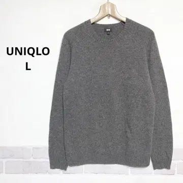 울 100% 크루넥 니트 스웨터 세탁 가능 차콜 그레이 i381