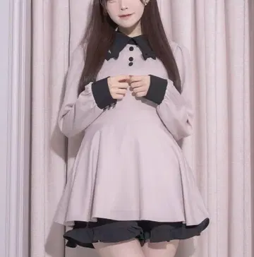 pium 리본 칼라 긴팔 셋업