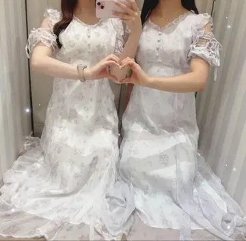 꽃무늬 프릴 플레어 OP 미나세 사라 콜라보