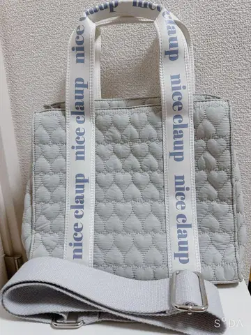 NICE CLAUP 하트 퀼팅 미니 토트백 블루