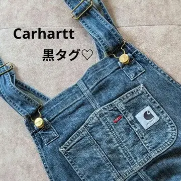 Carhartt 블루 데님 오버롤 블랙 택 살로펫 S