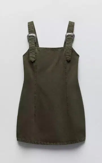 ZARA 원피스 데님 살로펫 미니 원피스 카키