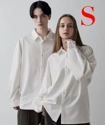 CLEL 벌룬 소매 루즈 레귤러 카라 셔츠 화이트 S 사이즈