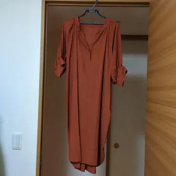 오렌지 셔츠 원피스 반팔