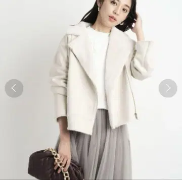JUSGLITTY 페이크 무스탕 라이더 코트
