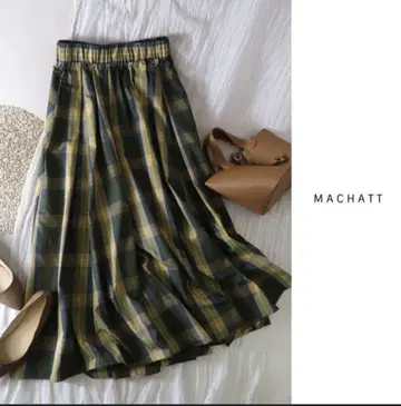 새상품급 machatt 마차트 타탄 체크 롱 스커트