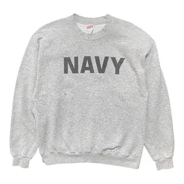 USA 구제 의류 NAVY 해군 맨투맨 트레이닝복 로고 프린트 그레이