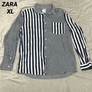 ZARA 자라 린넨 멀티 스트라이프 긴팔 셔츠 코튼 봄/가을 XL
