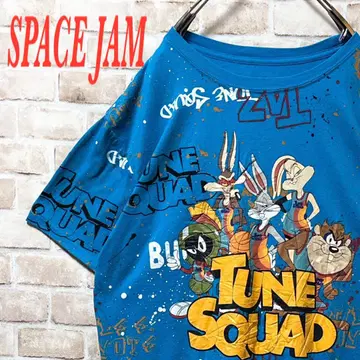 빅 프린트 SPACE JAM 티셔츠 블루 XL