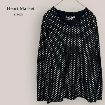 하트마켓 Heart Market 긴팔 티셔츠 롱 T 하트 무늬 올 패턴