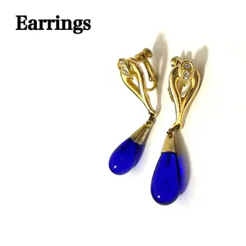 파란색 드롭형 귀찌 광택 고급 추천 고급스러움 럭셔리 Earrings