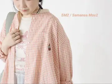 사만사 모스모스 무민 콜라보 깅엄 자수 클레릭 셔츠 린넨