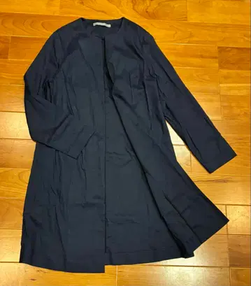 띠어리 럭스 린넨 노카라 코트 가디건 스트레치 얇은 소재 네이비 M