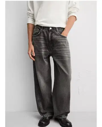 zara 심 디테일 배기 데님 팬츠