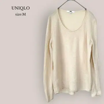 유니클로 UNIQLO 캐시미어 스웨터 U넥 아이보리 캐시미어 100%