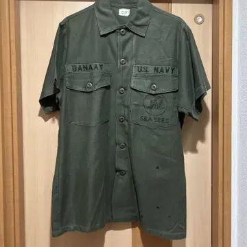 70s U.S.NAVY OG107 UtilityShirt SEABEES