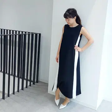 라벨 비 Aqua 사이드 배색 원피스 미사용 뷰티풀 M.L