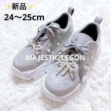 [ 새상품 ] MAJESTIC LEGON 2WAY 데코 리본 스니커즈 펄