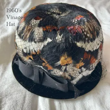 1960년대 빈티지 모자 햇 깃털 벨로아