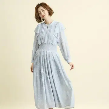 스카이블루 프릴 롱 원피스