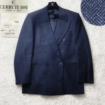 레어 컨디션 최상 체루티 헤링본 더블 브레스트 코트 울 100%