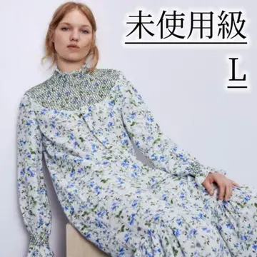 5미사용급! ZARA 자라 린넨 플라워 프린트 맥시 원피스 L
