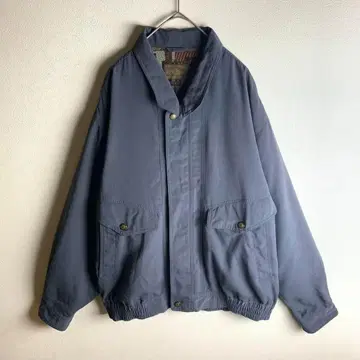 해링턴 자켓 스윙탑 네이비 안감 패턴 레트로 버튼 구제 의류