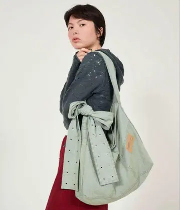 Tina jojun 데님 리본 토트백
