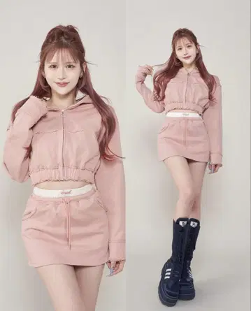 다리치 Darich DD 지퍼 후드 맨투맨 핑크 새상품