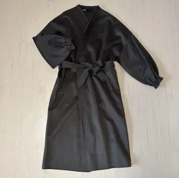 ZARA 벌룬 슬리브 롱 코트 다크 그레이 S