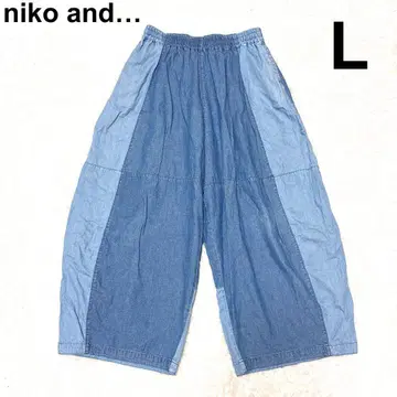 니코앤드 패치워크 데님 팬츠 L 와이드 팬츠 niko and -