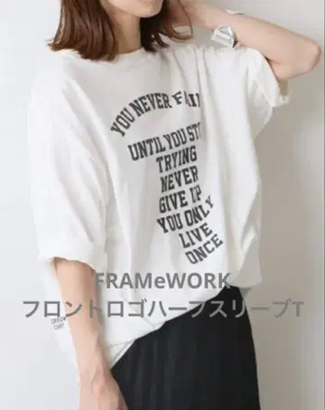 FRAMeWORK 프론트 로고 하프 슬리브 T