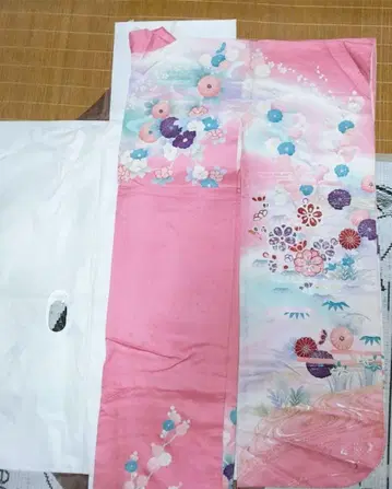 후리소데 핑크 꽃무늬