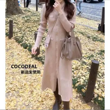 미사용 새상품 COCODEAL 포켓 리브 니트 원피스 베이지
