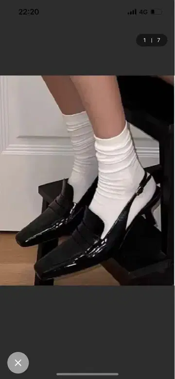블랙 슬링백 펌프스 미들힐 샌들